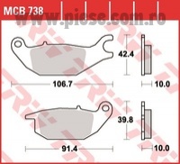 Set placute frana spate TRW MCB738LC - Honda CBR 125 (04-10) - XL 125 Varadero (01-13) - CBR 125 R (04-) - Yamaha YZF-R 150 (14-)